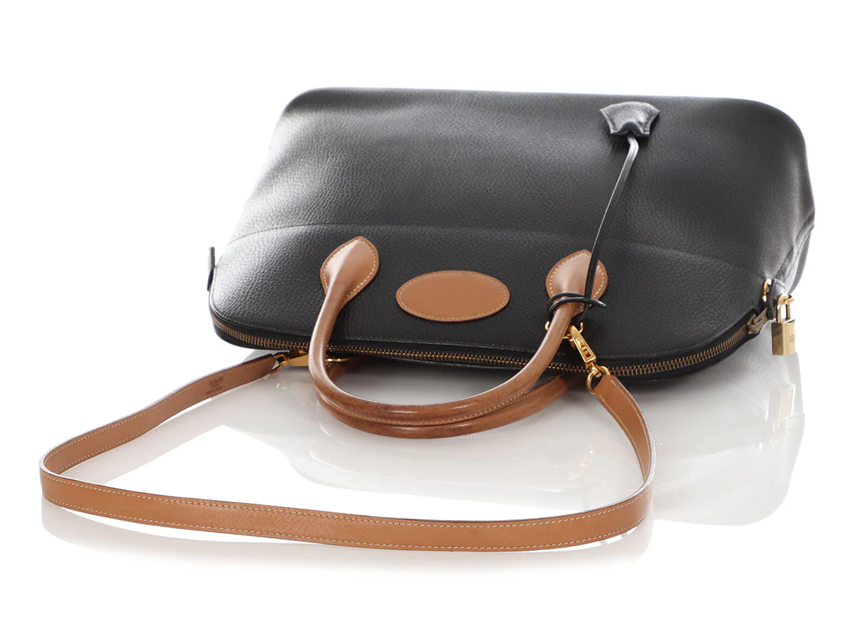 Hermès Vintage Black and Tan Ardennes Bolide 35 - Image 7