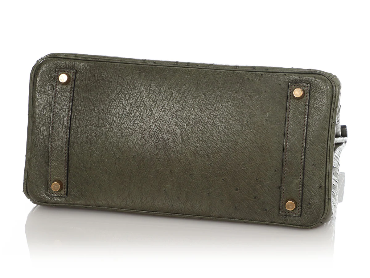 Hermès Vert Olive Ostrich HAC Birkin 32 - Image 6