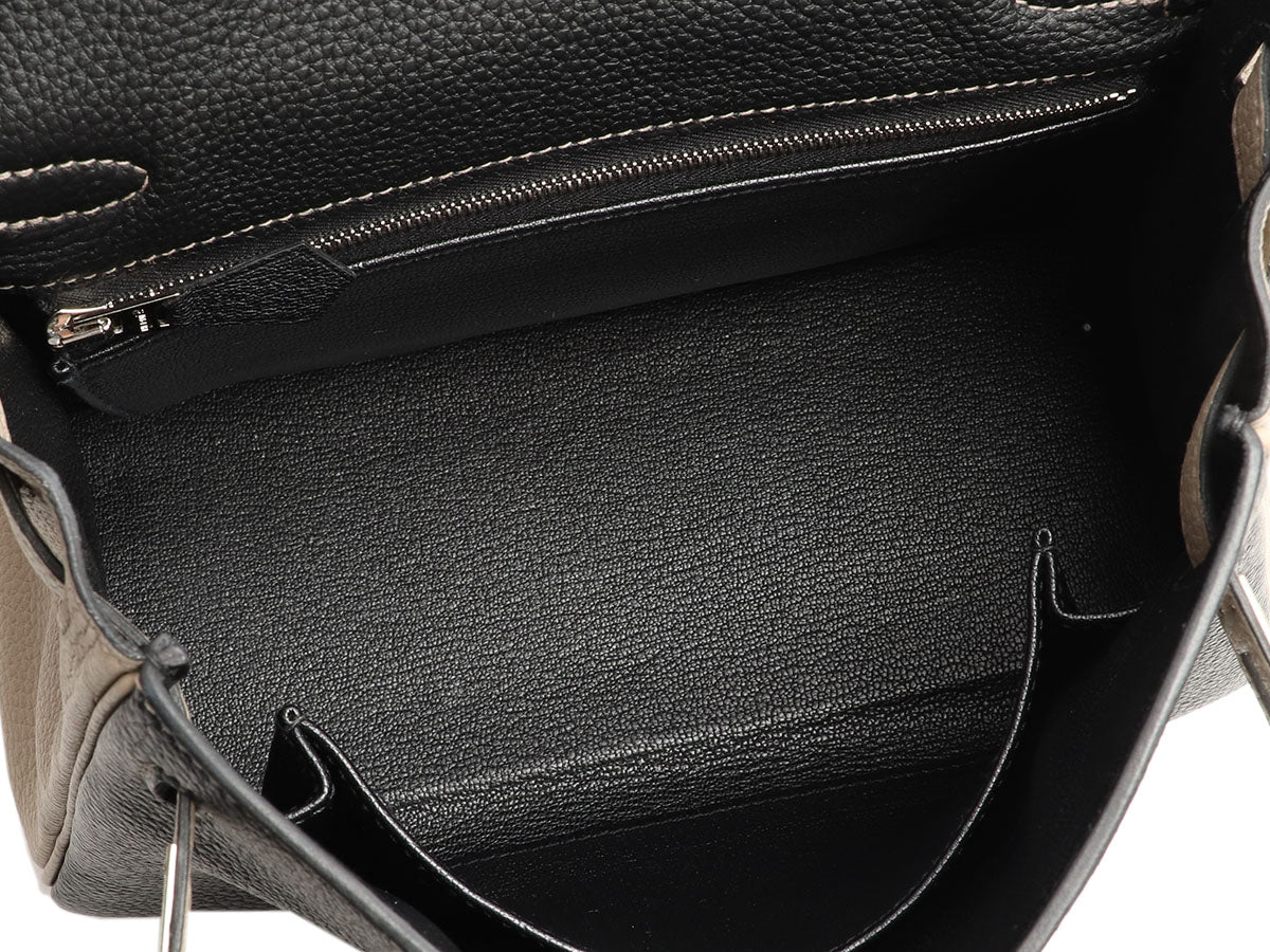 Hermès Special Order Black and Gris Tourterelle Togo Kelly 25 - Image 9