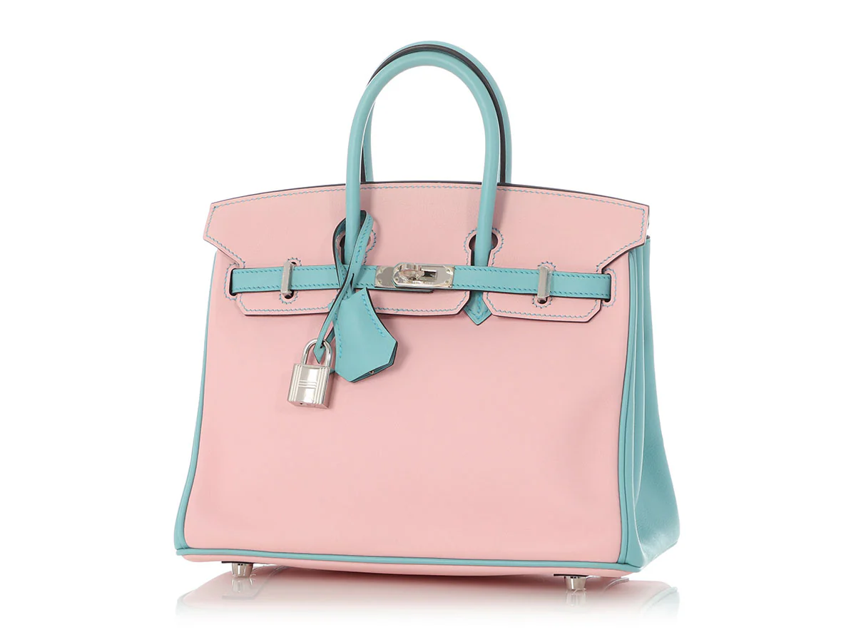 Hermès Special Order Rose Sakura and Bleu Etoile Swift Birkin 25 - Image 2