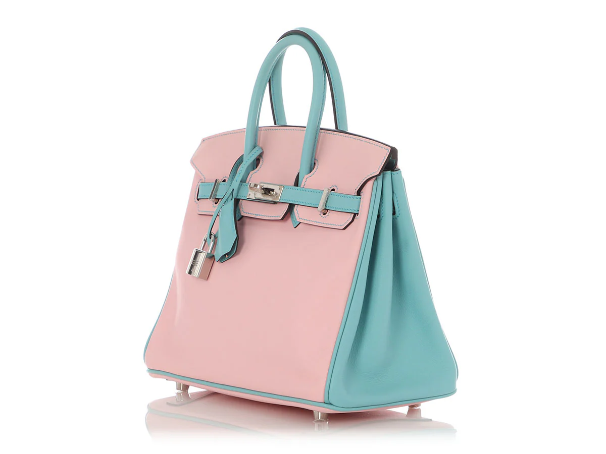 Hermès Special Order Rose Sakura and Bleu Etoile Swift Birkin 25 - Image 3