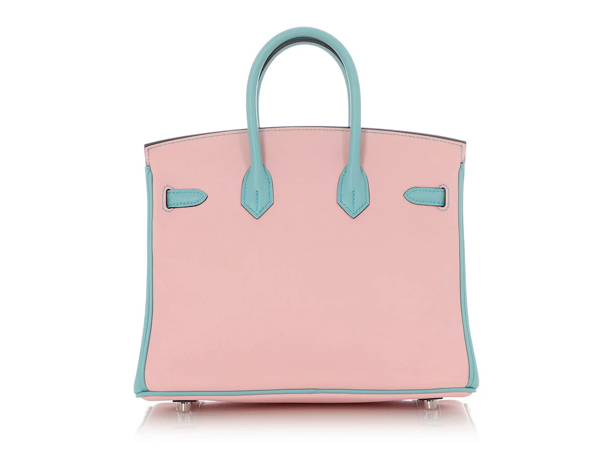 Hermès Special Order Rose Sakura and Bleu Etoile Swift Birkin 25 - Image 5