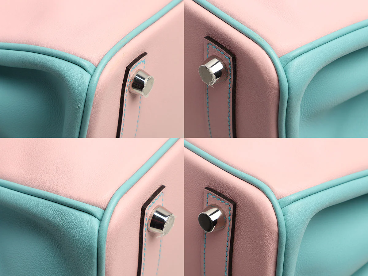 Hermès Special Order Rose Sakura and Bleu Etoile Swift Birkin 25 - Image 8