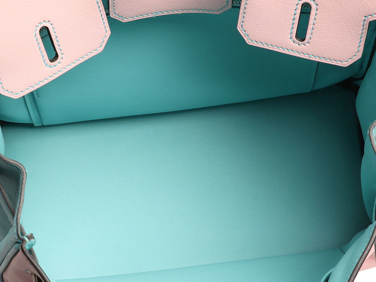 Hermès Special Order Rose Sakura and Bleu Etoile Swift Birkin 25 - Image 9