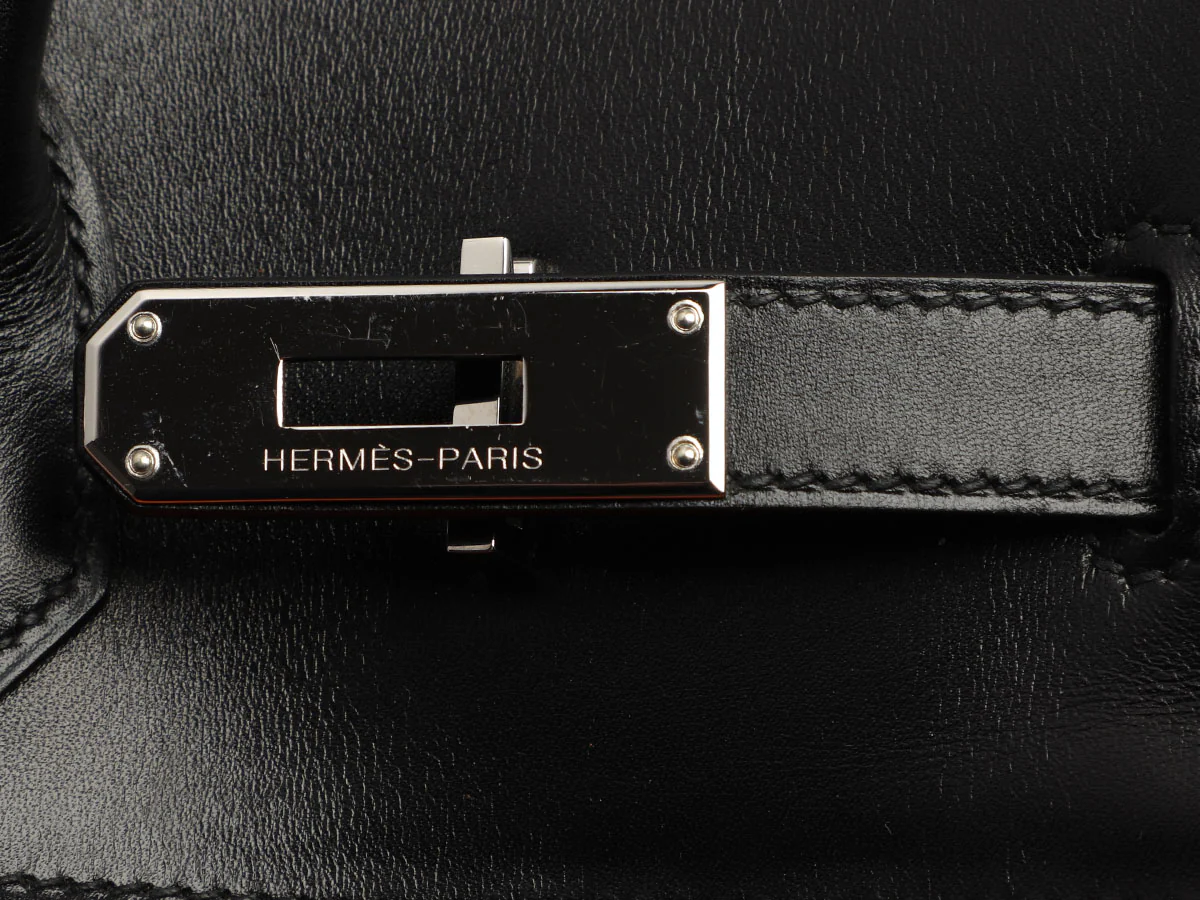 Hermès LE Orange Toile and Black Box Calfskin Potamus Birkin 35 - Image 9