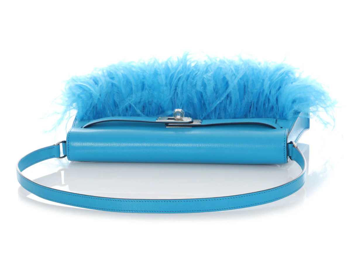 Hermès Bleu Frida Chèvre and Ostrich Kelly Elan Foile - Image 8