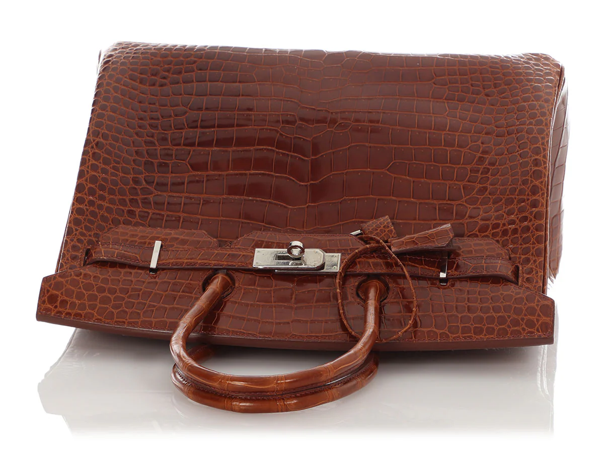 Hermès Miel Shiny Porosus Crocodile Birkin 35 - Image 7