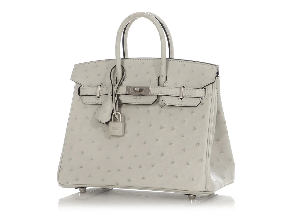 Hermès SO Gris Perle Ostrich Verso Birkin 25 - Image 2