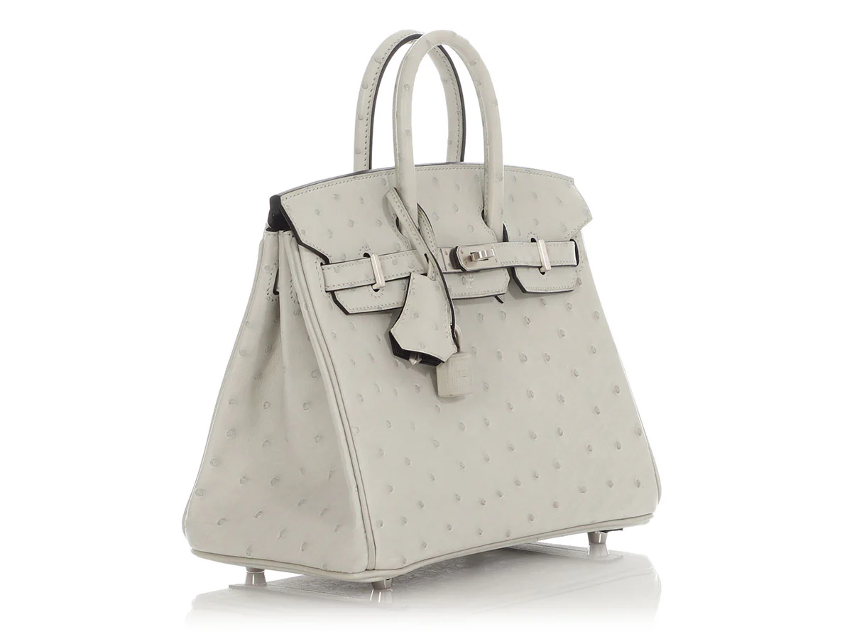Hermès SO Gris Perle Ostrich Verso Birkin 25 - Image 5