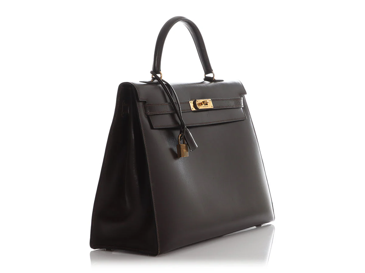 Hermès Vintage Brown Box Calfskin Kelly 35 - Image 5