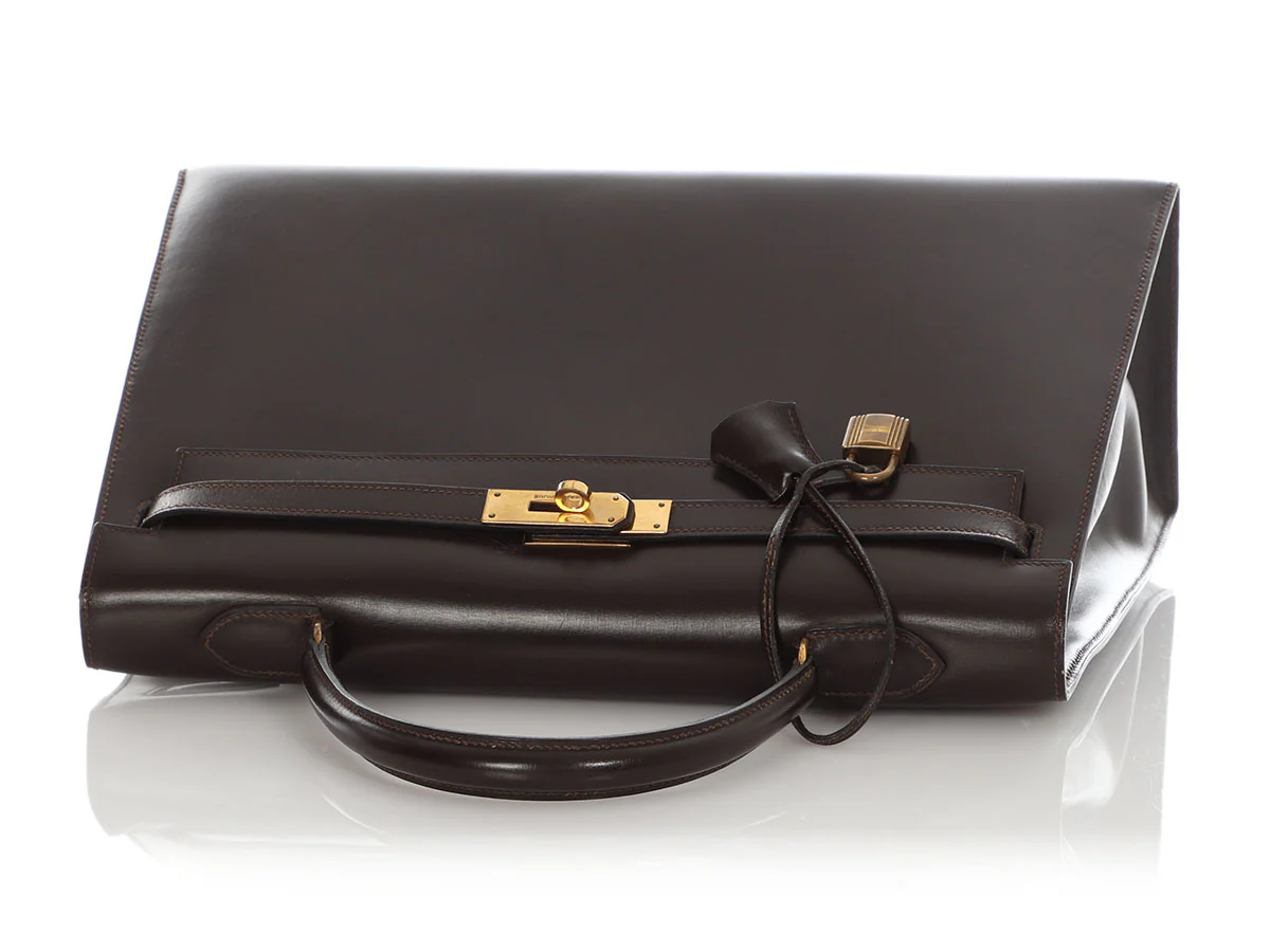 Hermès Vintage Brown Box Calfskin Kelly 35 - Image 7