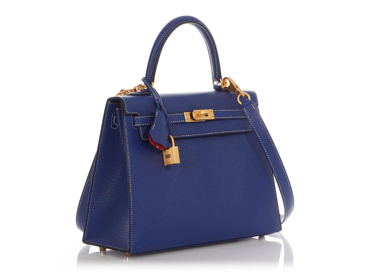 Hermès Special Order Bleu Electrique and Bougainvillea Chèvre Verso Kelly 25 - Image 6