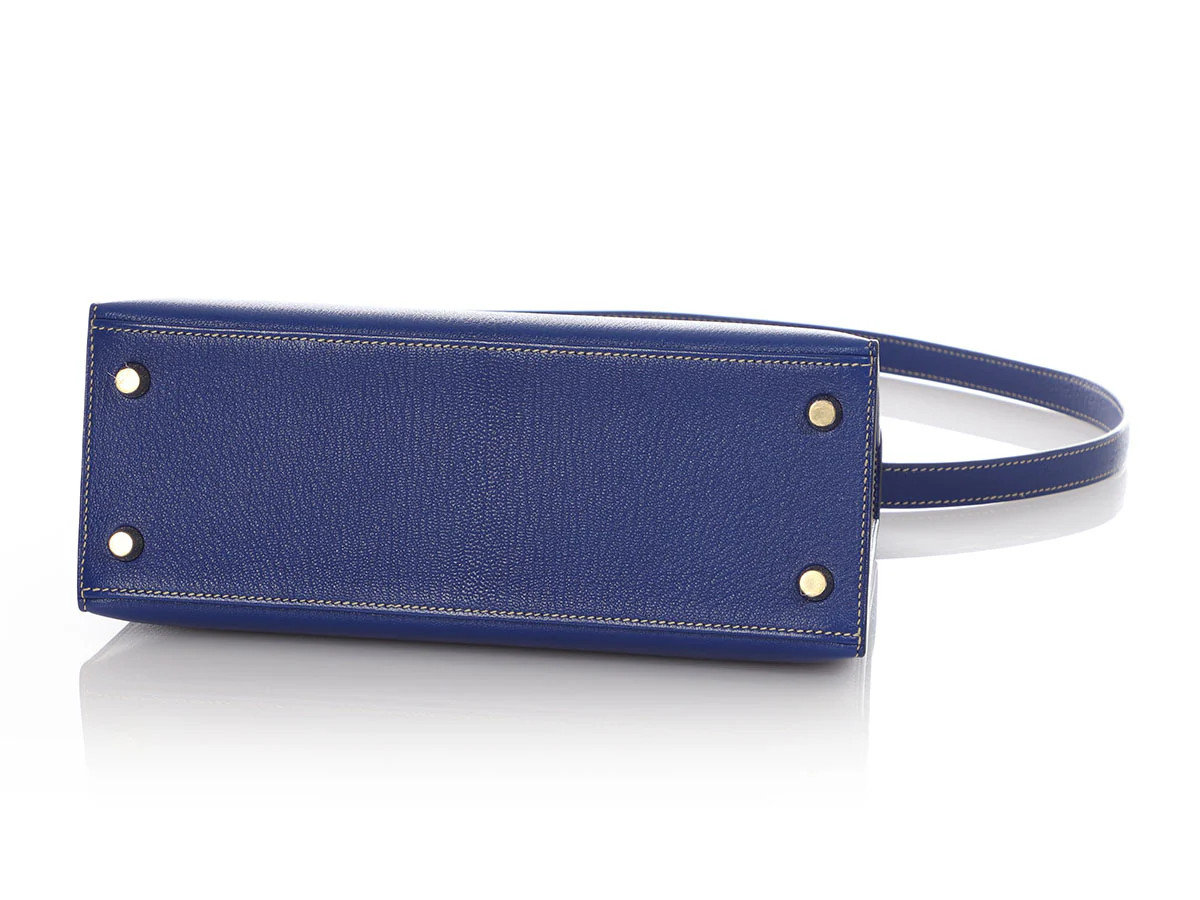 Hermès Special Order Bleu Electrique and Bougainvillea Chèvre Verso Kelly 25 - Image 7