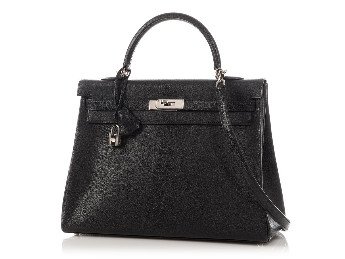 Hermès Black Chèvre de Coromandel Kelly 35 - Image 2