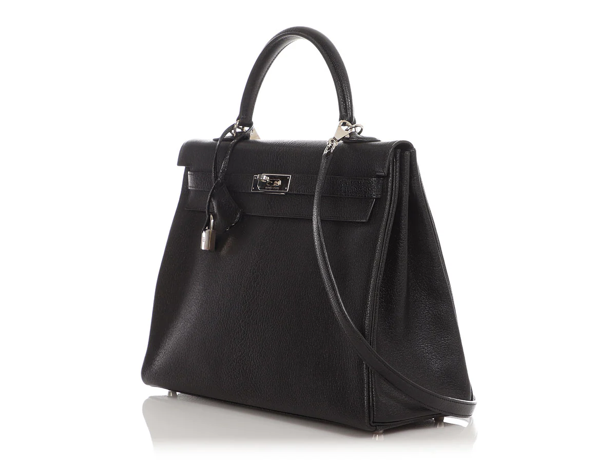 Hermès Black Chèvre de Coromandel Kelly 35 - Image 3