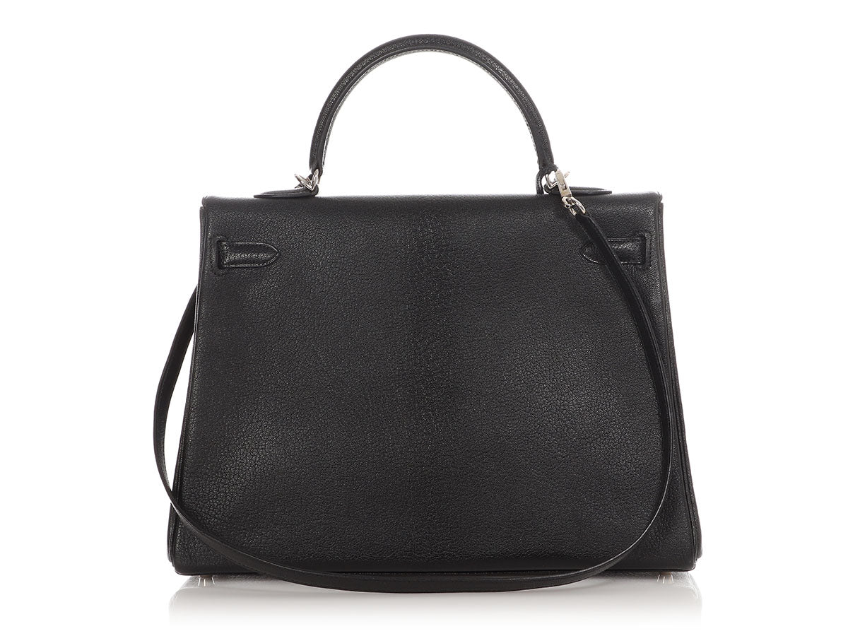 Hermès Black Chèvre de Coromandel Kelly 35 - Image 4