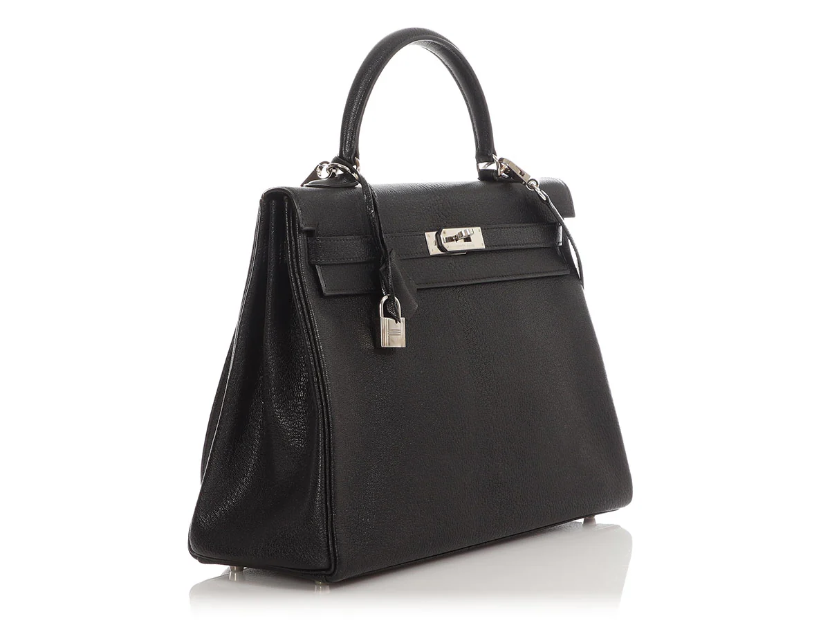 Hermès Black Chèvre de Coromandel Kelly 35 - Image 5
