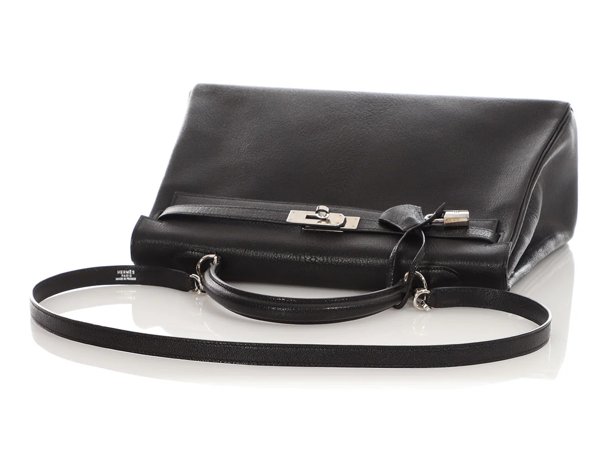 Hermès Black Chèvre de Coromandel Kelly 35 - Image 7