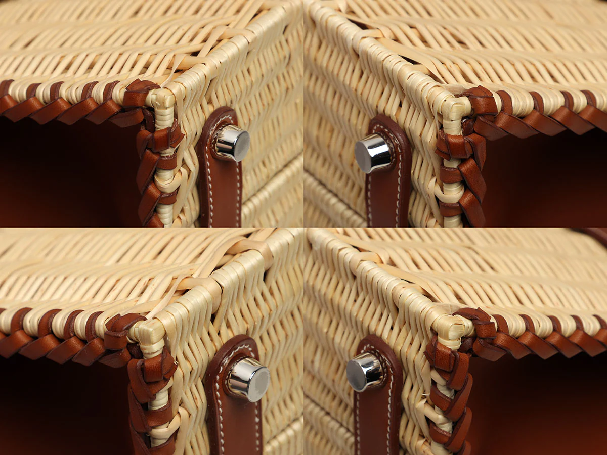 Hermès Naturel Wicker and Fauve Barenia Picnic Birkin 25 - Image 11