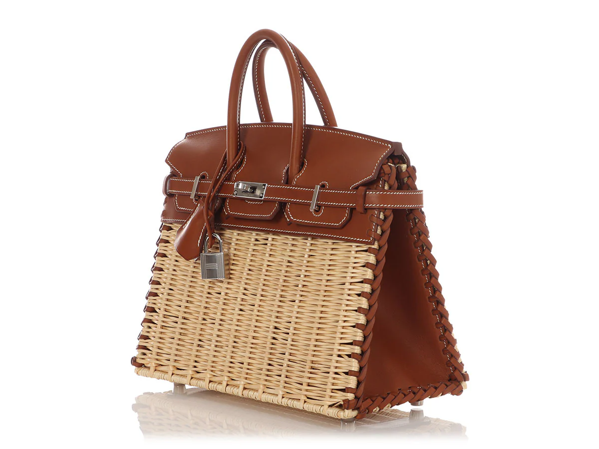 Hermès Naturel Wicker and Fauve Barenia Picnic Birkin 25 - Image 4