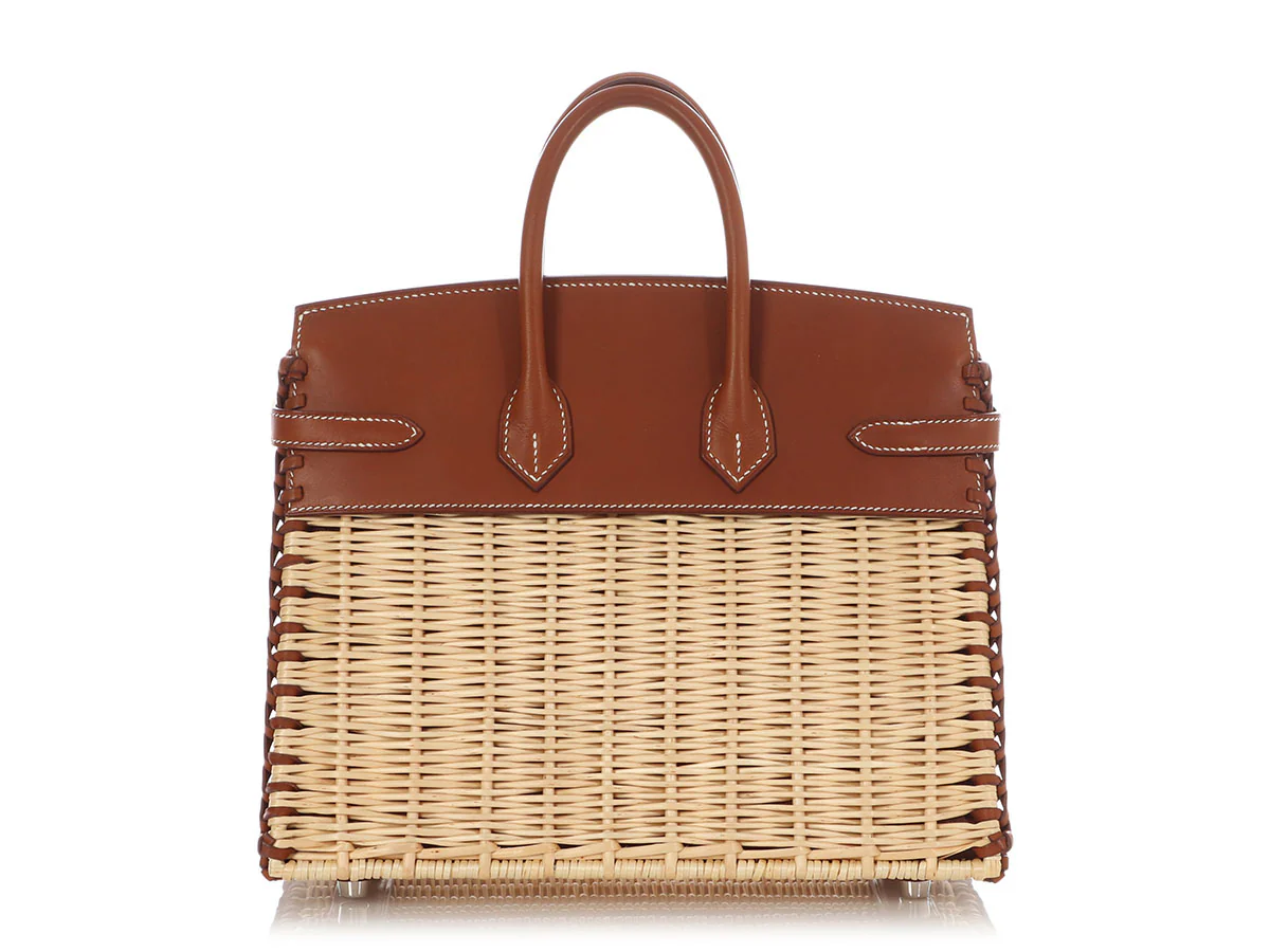 Hermès Naturel Wicker and Fauve Barenia Picnic Birkin 25 - Image 5