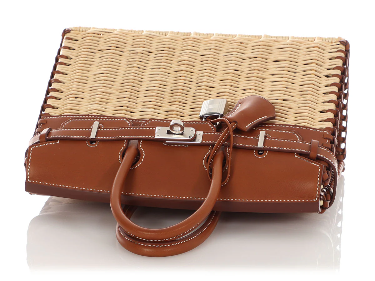 Hermès Naturel Wicker and Fauve Barenia Picnic Birkin 25 - Image 8