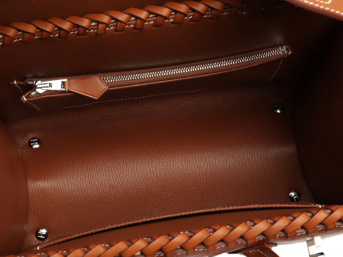 Hermès Naturel Wicker and Fauve Barenia Picnic Birkin 25 - Image 9