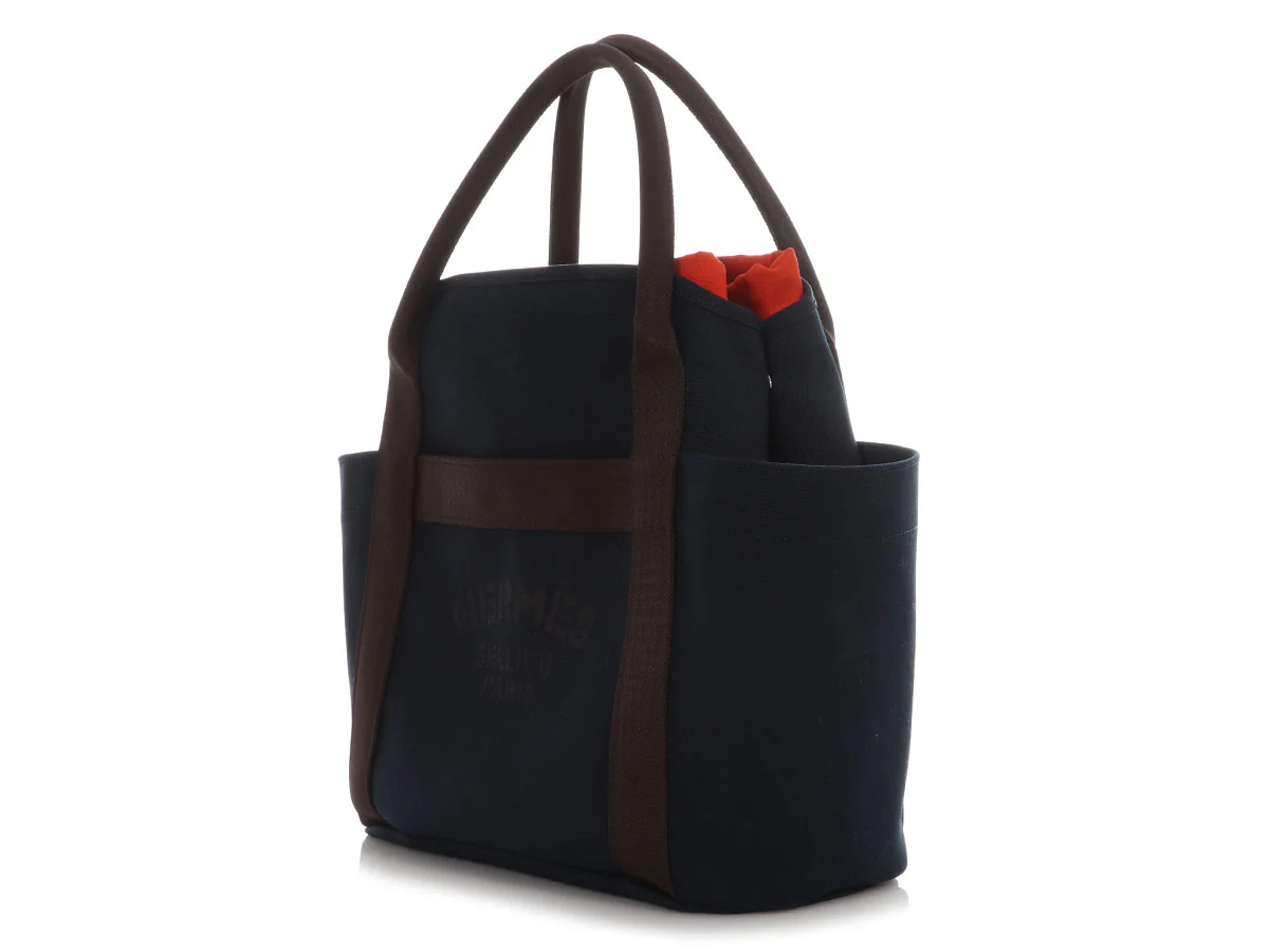 Hermès Navy Toile Grooming Tote - Image 3