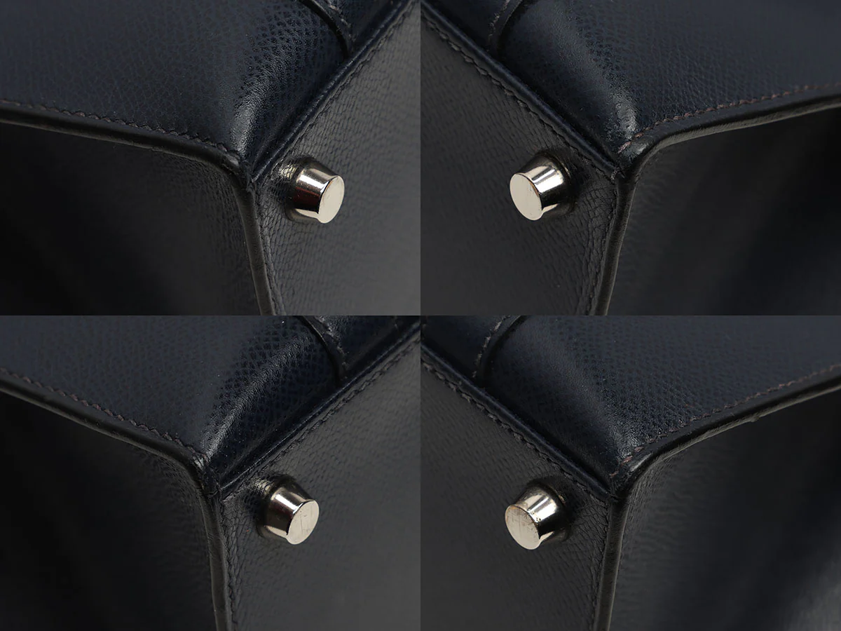 Hermès Vintage Navy Lissé Drag Bag 32 - Image 8