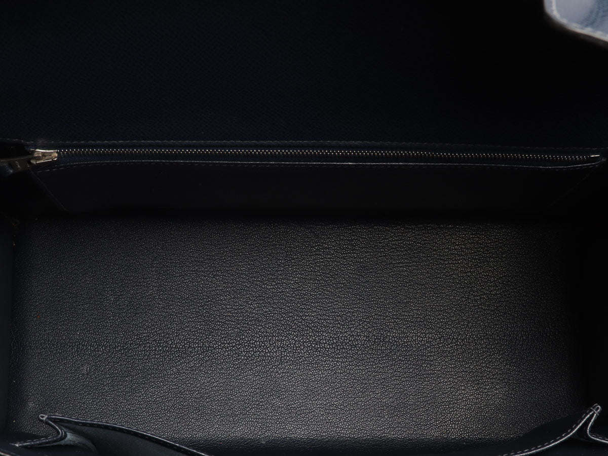 Hermès Vintage Navy Lissé Drag Bag 32 - Image 9