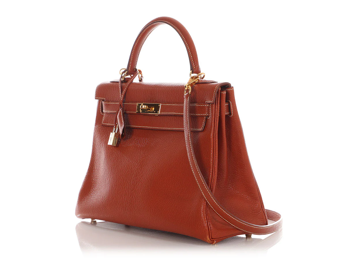 Hermès Brique Chèvre de Coromandel Kelly 32 - Image 3