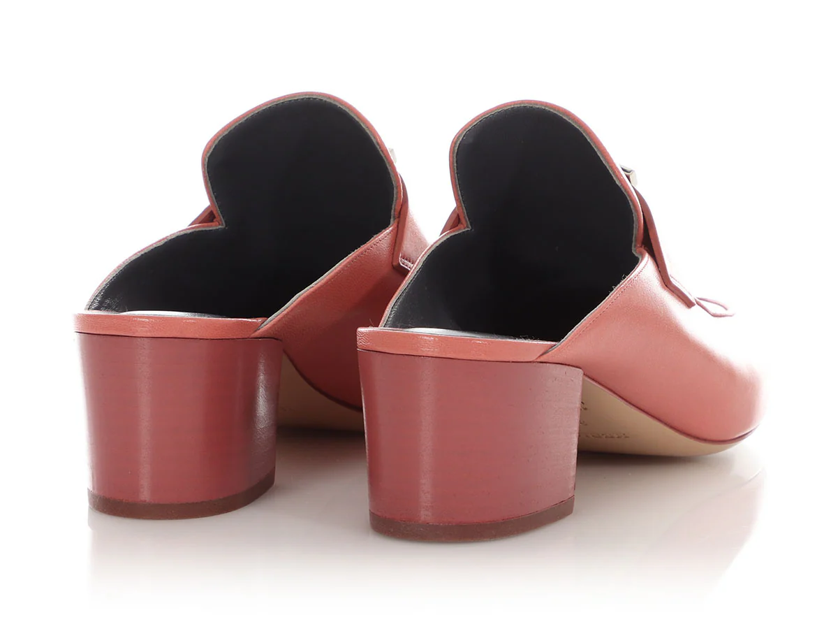 Hermès Dusty Rose Leather Paradis Mules - Image 4
