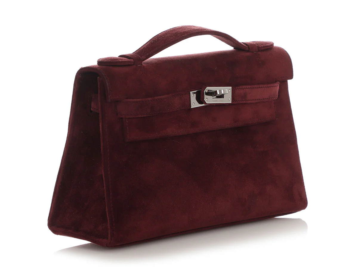 Hermès Burgundy Veau Doblis Kelly Pochette - Image 6