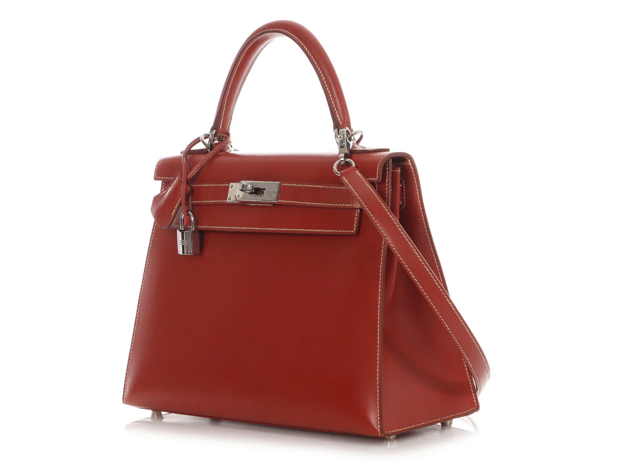 Hermès Brique Box Calfskin and Craie Verso Kelly 28 - Image 3