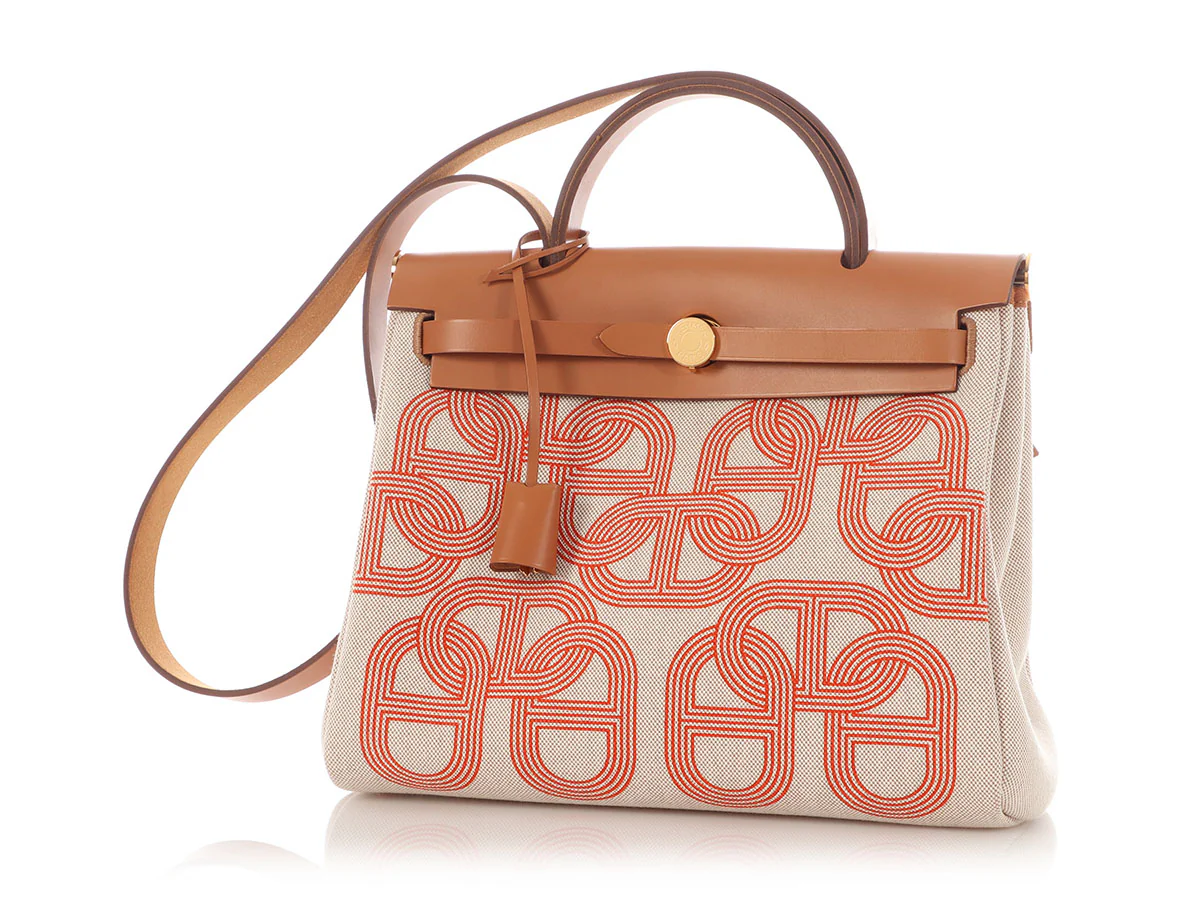 Hermès Toile and Gold Vache Hunter Circuit 24 Herbag Zip 31 - Image 3