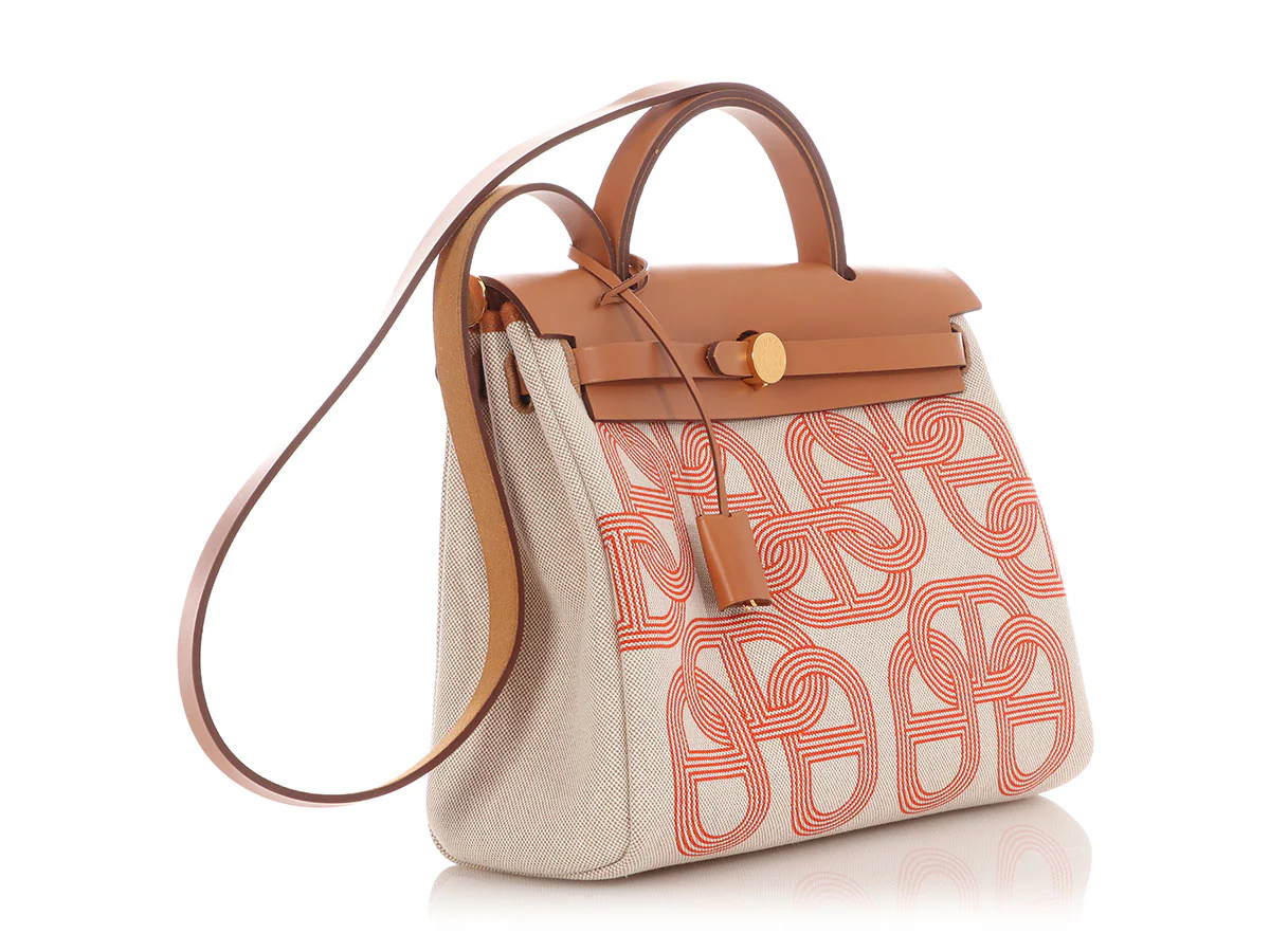 Hermès Toile and Gold Vache Hunter Circuit 24 Herbag Zip 31 - Image 6