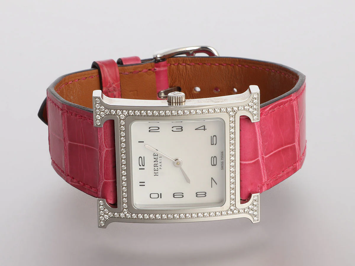 Hermès Medium Stainless Steel Diamond H Heure Watch 30mm - Image 2