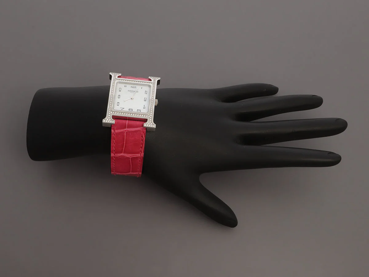 Hermès Medium Stainless Steel Diamond H Heure Watch 30mm - Image 5