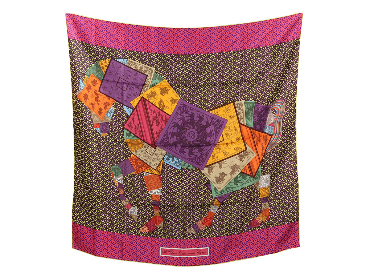 Hermès A Cheval sur mon Carré Silk Scarf 90cm
