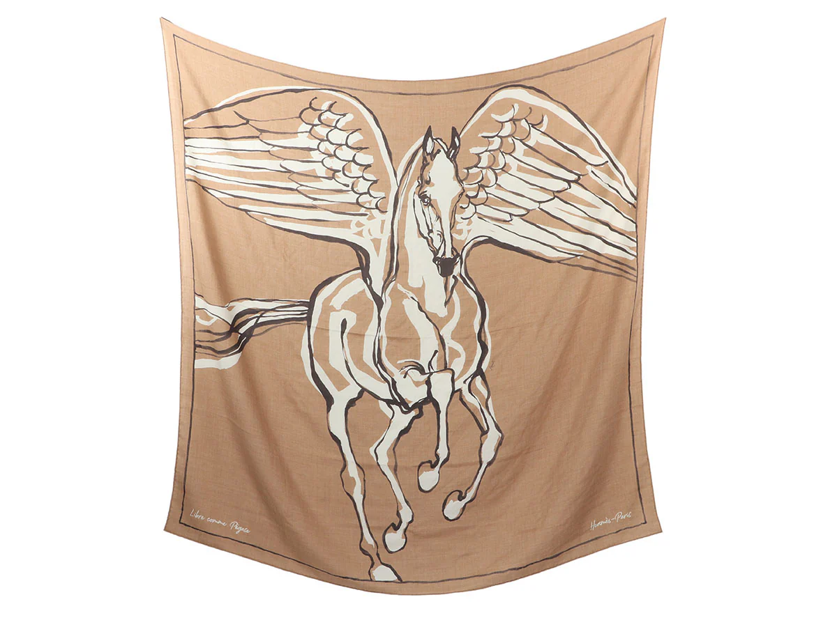 Hermès Libre Comme Pegase Cashmere Silk Shawl 140cm