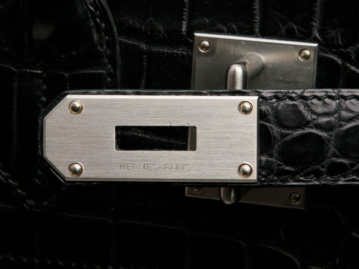 Hermès Matte Black Porosus Crocodile HAC Birkin 40 - Image 10