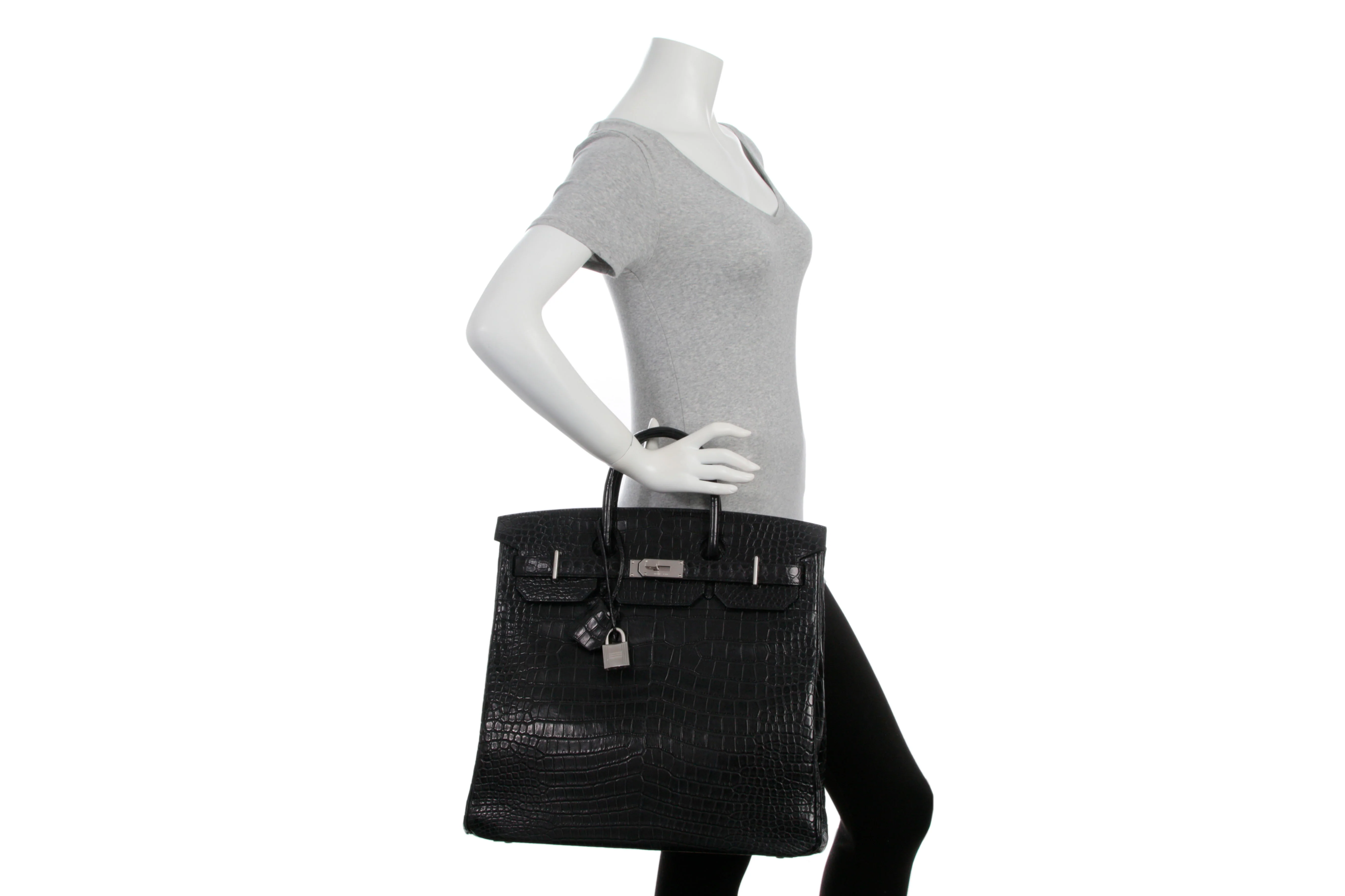Hermès Matte Black Porosus Crocodile HAC Birkin 40 - Image 11