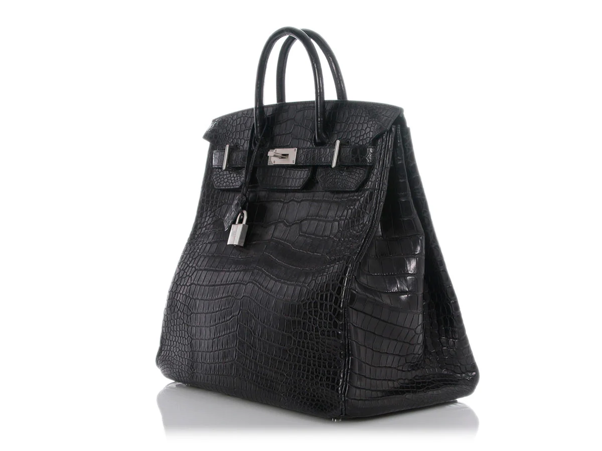 Hermès Matte Black Porosus Crocodile HAC Birkin 40 - Image 3