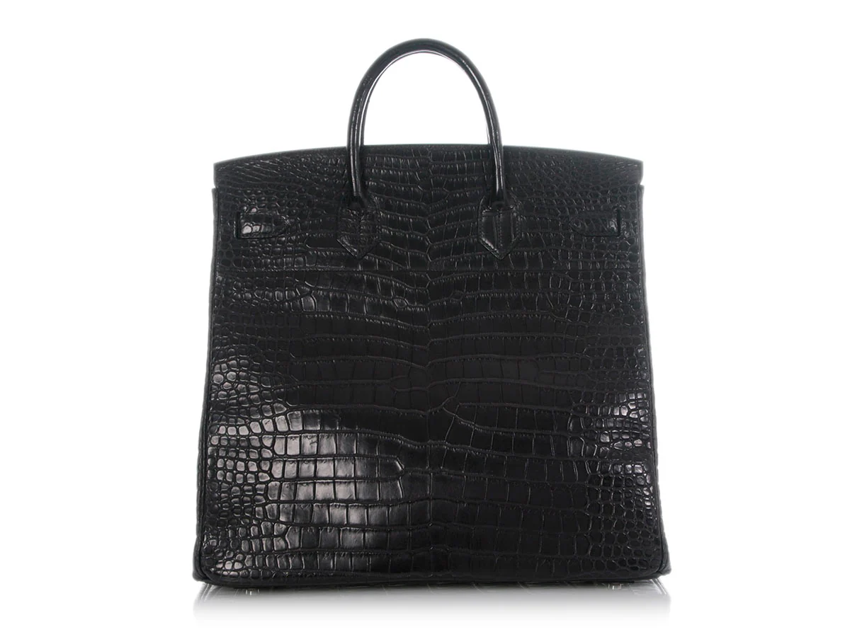 Hermès Matte Black Porosus Crocodile HAC Birkin 40 - Image 4