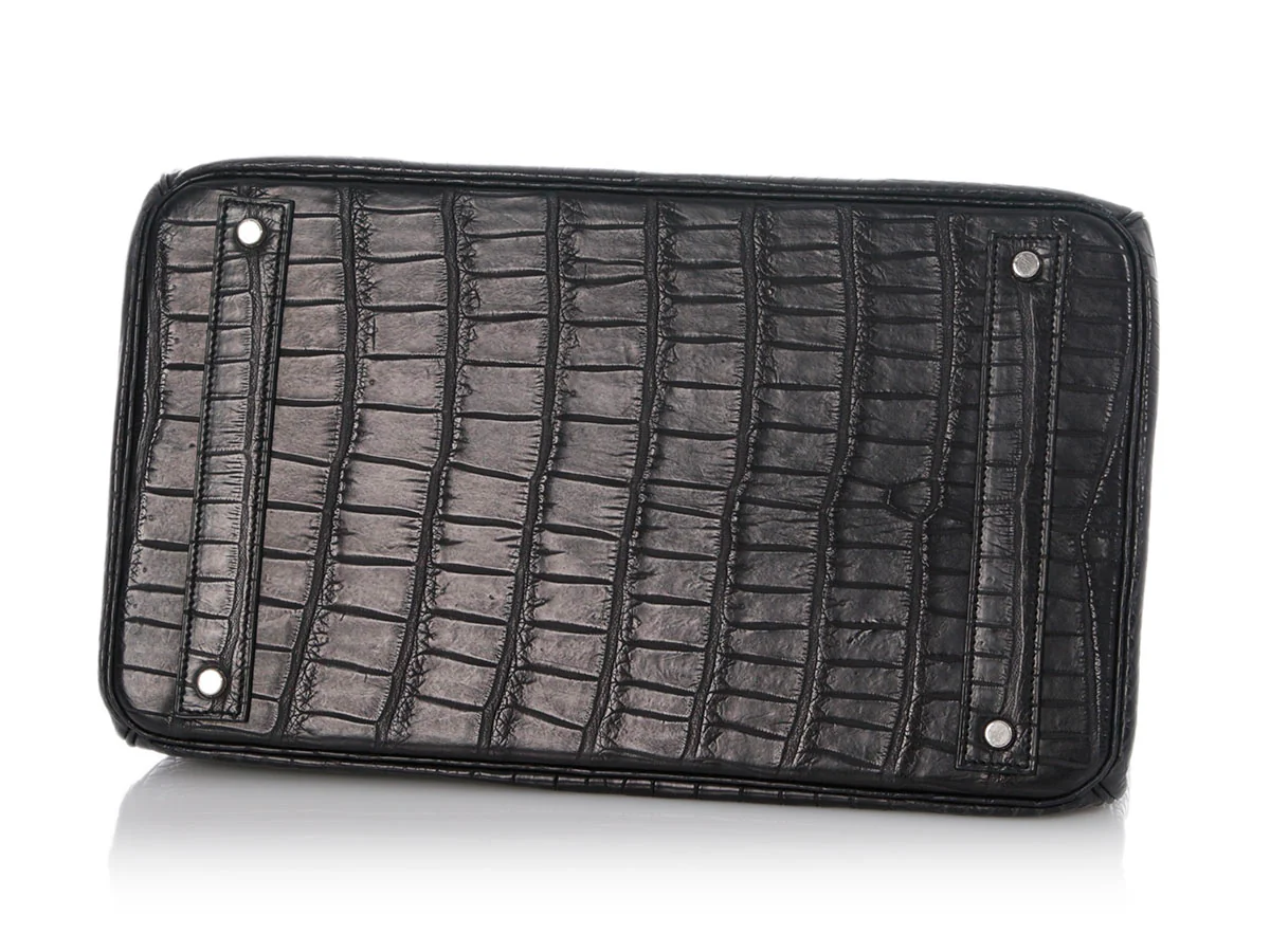 Hermès Matte Black Porosus Crocodile HAC Birkin 40 - Image 6