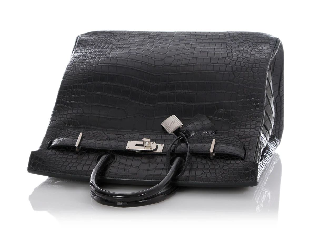 Hermès Matte Black Porosus Crocodile HAC Birkin 40 - Image 7