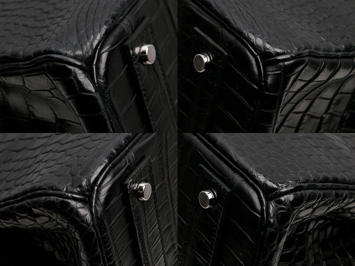 Hermès Matte Black Porosus Crocodile HAC Birkin 40 - Image 8