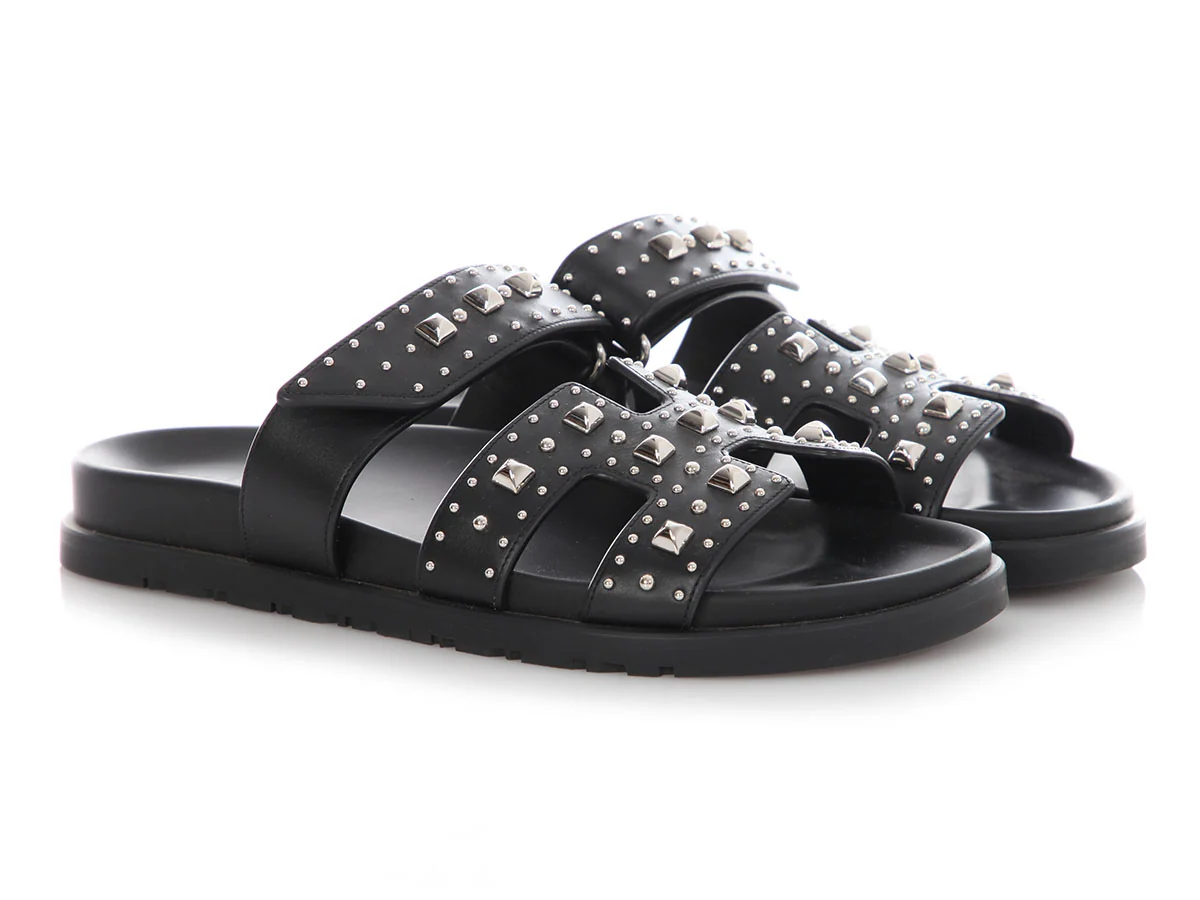 Hermes Black Studded Chypre Sandals - Image 5