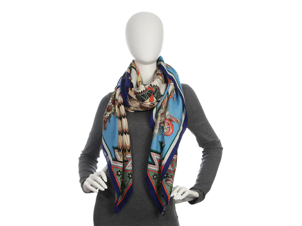 Hermès Kachinas Cashmere Silk Shawl 140cm - Image 4