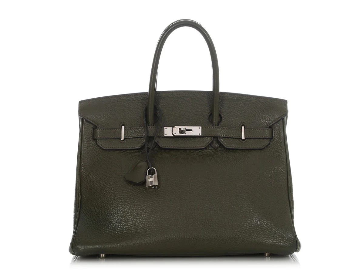 Hermès Vert Olive Clémence Birkin 35